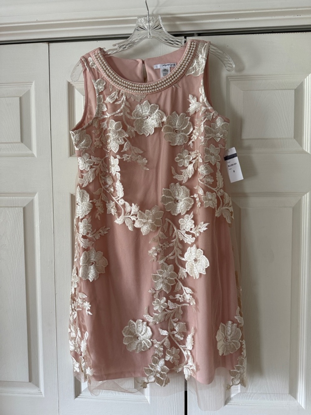 Studio One Blush Pink Cocktail Dress with Ivory Floral Appliqué